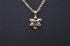 Authentic NINA RICCI Vintage Gold Tone Flower Motif Chain Pendant Necklace 0662J