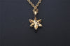 Authentic NINA RICCI Vintage Gold Tone Flower Motif Chain Pendant Necklace 0662J