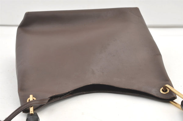 Authentic GUCCI Bamboo Vintage Shoulder Bag Purse Leather Brown 0663K