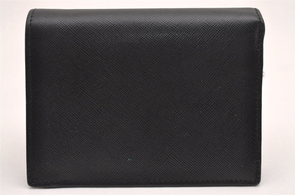 Authentic PRADA Vintage Saffiano Leather Bifold Wallet Purse Black 0664J