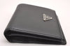 Authentic PRADA Vintage Saffiano Leather Bifold Wallet Purse Black 0664J