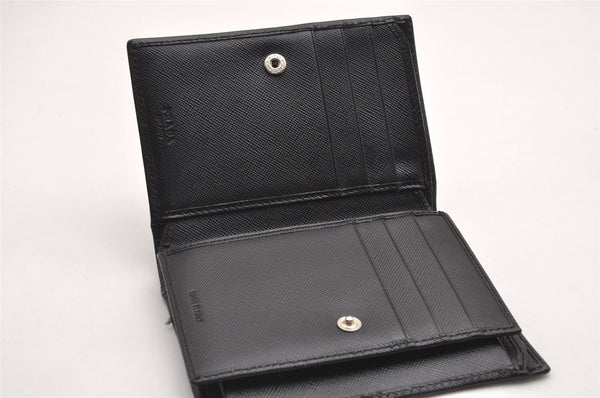 Authentic PRADA Vintage Saffiano Leather Bifold Wallet Purse Black 0664J