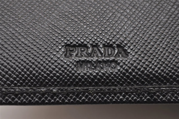 Authentic PRADA Vintage Saffiano Leather Bifold Wallet Purse Black 0664J