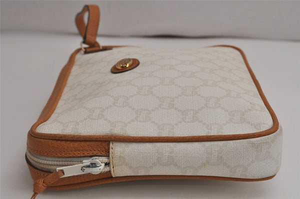 Authentic GUCCI GG Plus Clutch Hand Bag Purse PVC Leather White Junk 0665K