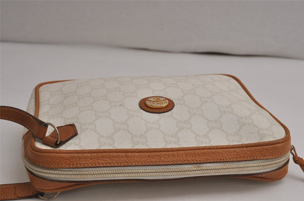 Authentic GUCCI GG Plus Clutch Hand Bag Purse PVC Leather White Junk 0665K