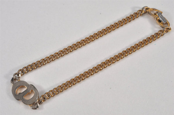 Authentic Christian Dior Chain Bracelet Rhinestone Gold Tone CD 0665L