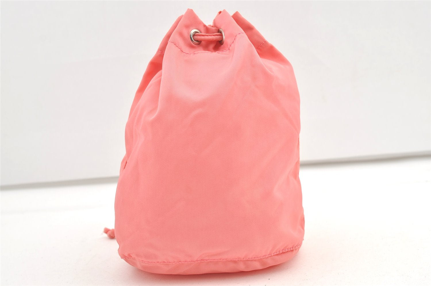 Authentic PRADA Nylon Tessuto Leather Drawstring Hand Bag Pouch Purse Pink 0666K