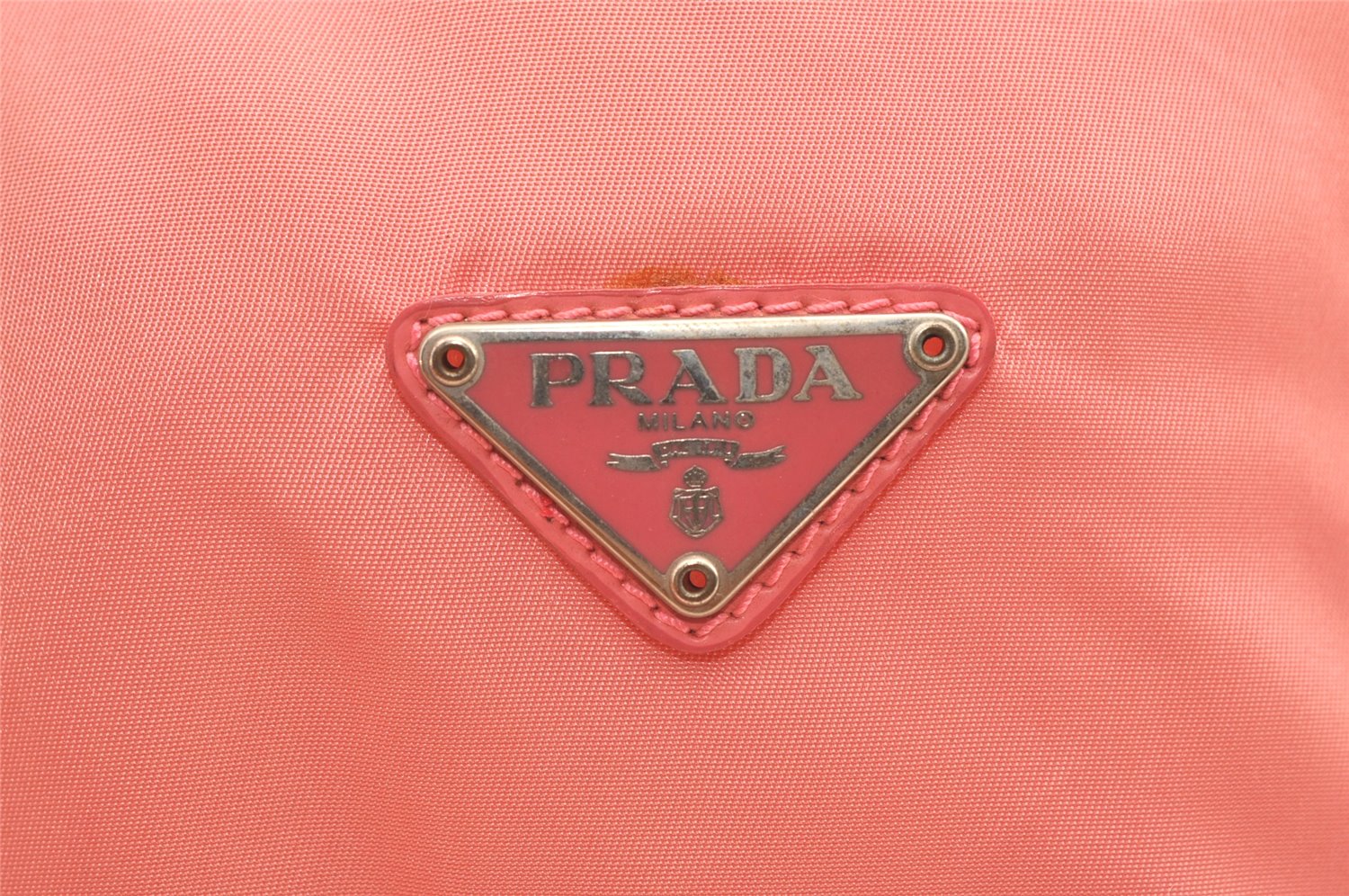 Authentic PRADA Nylon Tessuto Leather Drawstring Hand Bag Pouch Purse Pink 0666K