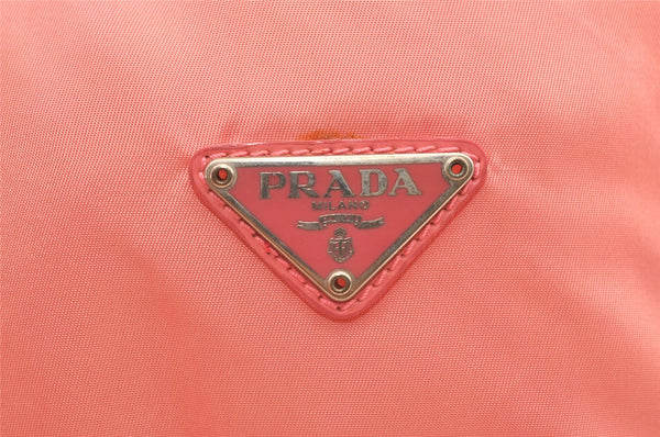 Authentic PRADA Nylon Tessuto Leather Drawstring Hand Bag Pouch Purse Pink 0666K