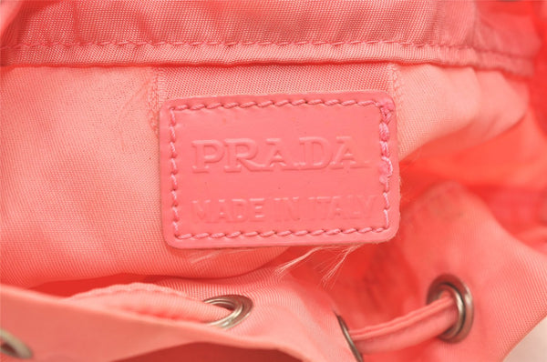 Authentic PRADA Nylon Tessuto Leather Drawstring Hand Bag Pouch Purse Pink 0666K