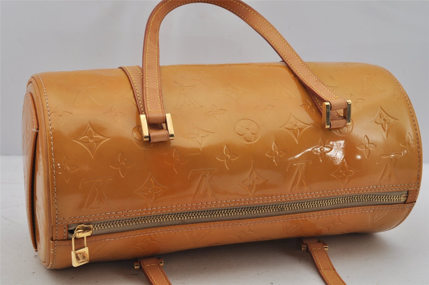 Authentic Louis Vuitton Vernis Bedford Hand Bag Yellow Beige M91006 LV 0667J