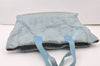 Authentic CHANEL New Travel Line Shoulder Tote Bag Nylon Leather Blue 0668J
