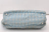 Authentic CHANEL New Travel Line Shoulder Tote Bag Nylon Leather Blue 0668J