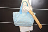 Authentic CHANEL New Travel Line Shoulder Tote Bag Nylon Leather Blue 0668J