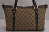 Authentic GUCCI Abbey Shoulder Tote Bag GG Canvas Leather 141470 Brown 0668K