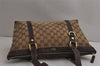 Authentic GUCCI Abbey Shoulder Tote Bag GG Canvas Leather 141470 Brown 0668K