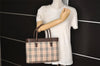 Authentic BURBERRY Vintage Nova Check Canvas Leather Hand Bag Beige 0672J