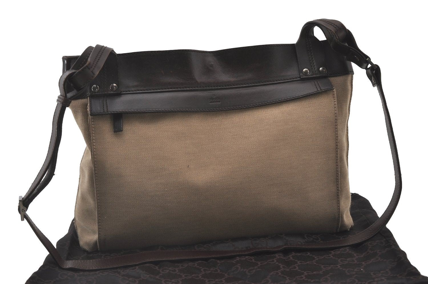 Authentic GUCCI Shoulder Cross Body Bag GG Canvas Leather 106302 Brown 0673J