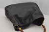 Authentic GUCCI Vintage Bamboo 2Way Shoulder Hand Bag Leather Black Junk 0673K