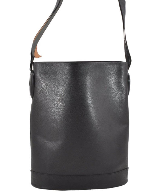 Authentic GUCCI Vintage Shoulder Bag Purse Leather Black 0674J