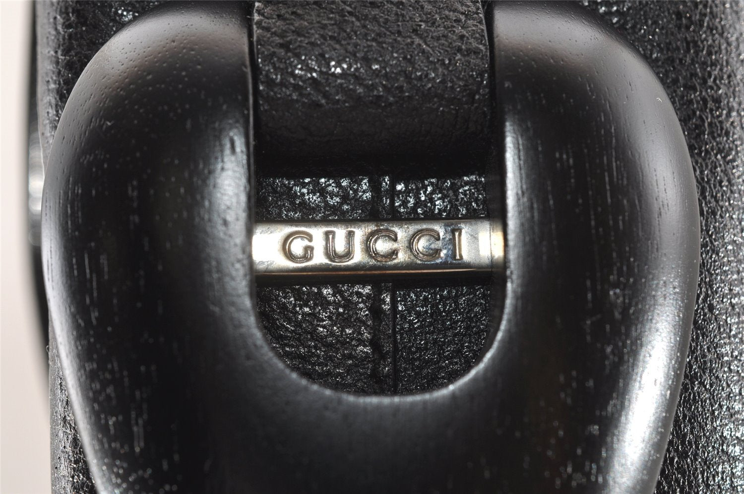 Authentic GUCCI Vintage Shoulder Bag Purse Leather Black 0674J