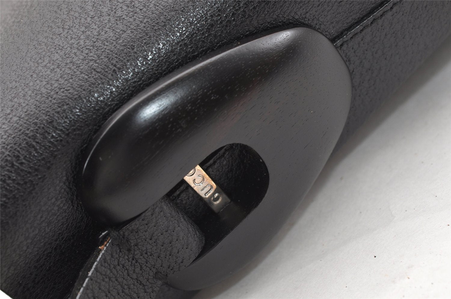 Authentic GUCCI Vintage Shoulder Bag Purse Leather Black 0674J