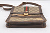 Authentic GUCCI Web Sherry Line Shoulder Bag GG PVC Leather Brown 0675K