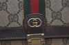 Authentic GUCCI Web Sherry Line Shoulder Bag GG PVC Leather Brown 0675K