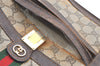 Authentic GUCCI Web Sherry Line Shoulder Bag GG PVC Leather Brown 0675K