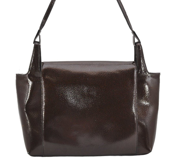 Authentic GUCCI Vintage Shoulder Hand Bag Purse Enamel Brown Junk 0676J