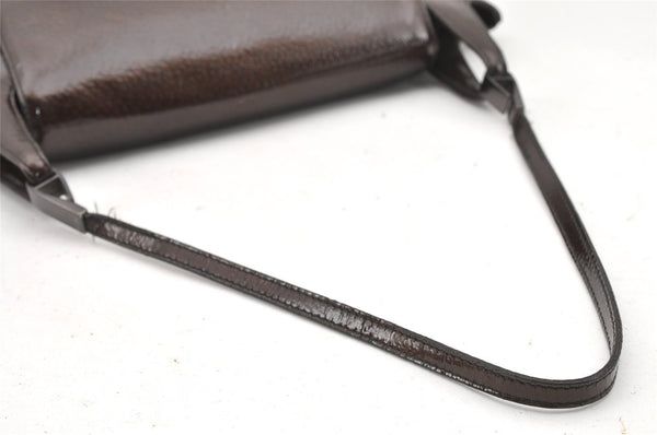 Authentic GUCCI Vintage Shoulder Hand Bag Purse Enamel Brown Junk 0676J