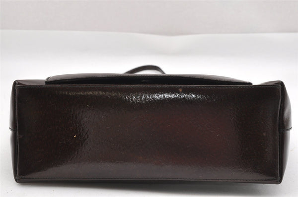Authentic GUCCI Vintage Shoulder Hand Bag Purse Enamel Brown Junk 0676J