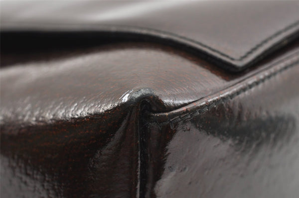 Authentic GUCCI Vintage Shoulder Hand Bag Purse Enamel Brown Junk 0676J