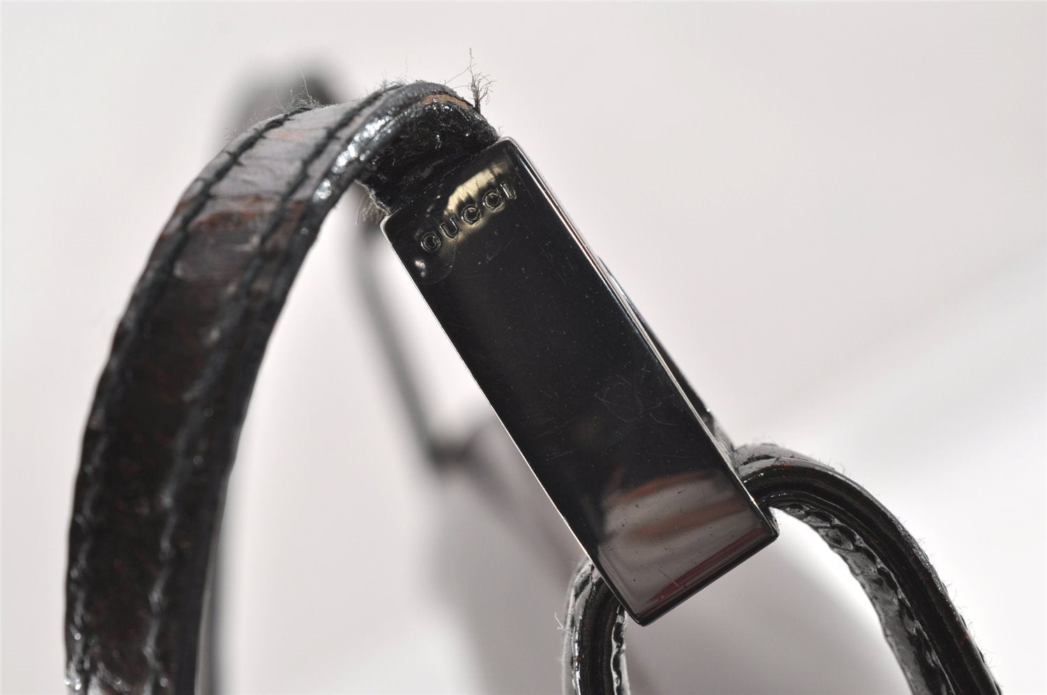 Authentic GUCCI Vintage Shoulder Hand Bag Purse Enamel Brown Junk 0676J