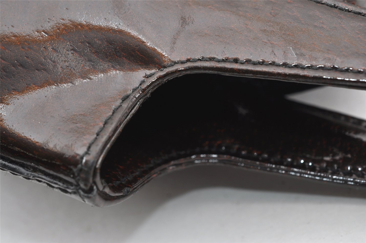 Authentic GUCCI Vintage Shoulder Hand Bag Purse Enamel Brown Junk 0676J