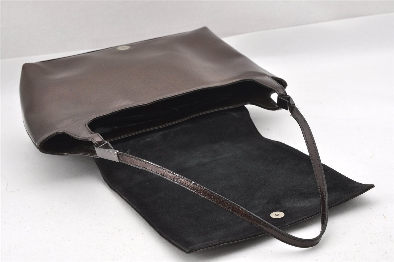 Authentic GUCCI Vintage Shoulder Hand Bag Purse Enamel Brown Junk 0676J