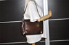 Authentic GUCCI Vintage Shoulder Hand Bag Purse Enamel Brown Junk 0676J