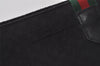Authentic GUCCI Web Sherry Line Micro GG Canvas Leather Tote Bag Black 0677J