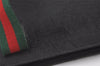 Authentic GUCCI Web Sherry Line Micro GG Canvas Leather Tote Bag Black 0677J