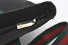 Authentic GUCCI Web Sherry Line Micro GG Canvas Leather Tote Bag Black 0677J