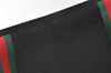 Authentic GUCCI Web Sherry Line Micro GG Canvas Leather Tote Bag Black 0677J