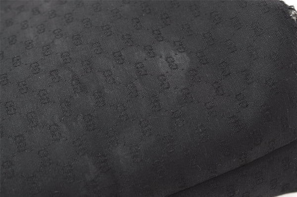 Authentic GUCCI Web Sherry Line Micro GG Canvas Leather Tote Bag Black 0677J