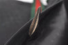 Authentic GUCCI Web Sherry Line Micro GG Canvas Leather Tote Bag Black 0677J