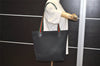 Authentic GUCCI Web Sherry Line Micro GG Canvas Leather Tote Bag Black 0677J