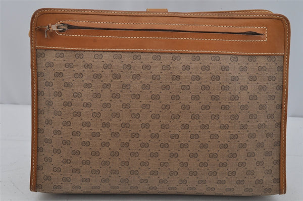 Authentic GUCCI Micro GG PVC Leather Clutch Hand Bag Purse Brown Junk 0678J