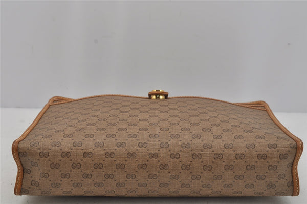 Authentic GUCCI Micro GG PVC Leather Clutch Hand Bag Purse Brown Junk 0678J