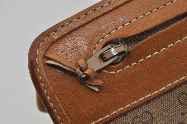 Authentic GUCCI Micro GG PVC Leather Clutch Hand Bag Purse Brown Junk 0678J