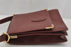 Authentic Cartier Must de Cartier Leather Shoulder Cross Bag Bordeaux Red 0678K