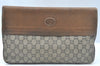 Authentic GUCCI GG Plus Clutch Hand Bag Purse GG PVC Leather Brown Junk 0679J