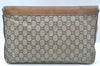Authentic GUCCI GG Plus Clutch Hand Bag Purse GG PVC Leather Brown Junk 0679J